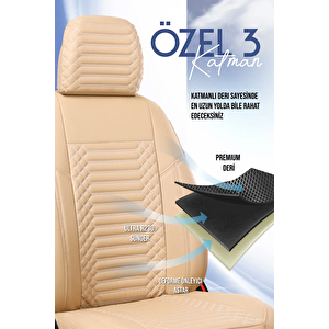 Opel Frontera Lüx Deri Oto Koltuk Kılıfı Ön Arka Takım Set Exclusive Bej