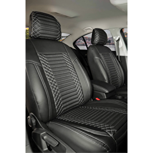 Jeep Grand Cheroke Yeni Lüx Deri Oto Koltuk Kılıfı Ön Arka Takım Set Exclusive Si̇yah Beyaz Siyah - Beyaz