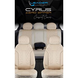 Seat İbiza Yeni̇ Lüx Deri Detaylı Oto Koltuk Kılıfı Ön Arka Takım Cyrus Bej Bej