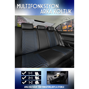 Ford Mondeo Yeni Lüx Deri Oto Koltuk Kılıfı Ön Arka Takım Set Exclusive Si̇yah Mavi̇ Siyah - Mavi