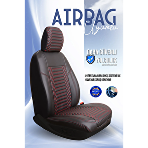 Fiat Tempra Lüx Deri Oto Koltuk Kılıfı Ön Arka Takım Set Exclusive Si̇yah Kirmizi