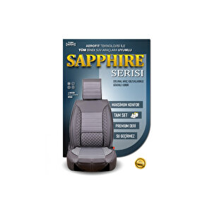 Chevrolet Captiva Lüx Deri Oto Koltuk Kılıfı Ön Arka Takım Set Safir Serisi Füme Füme