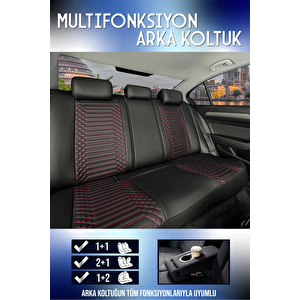 Fiat Punto Lüx Deri Oto Koltuk Kılıfı Ön Arka Takım Set Exclusive Si̇yah Kirmizi