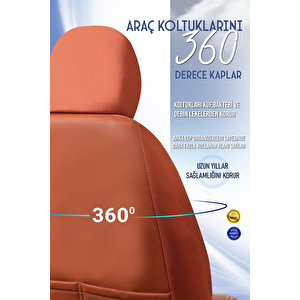 Fiat Egea Sedan Lüx Deri Oto Koltuk Kılıfı Ön Arka Takım Set Exclusive Taba