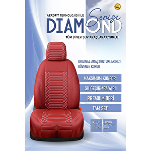 Volvo 460 Lüx Deri Oto Koltuk Kılıfı Ön Arka Takım Set Exclusive Bordo Bordo