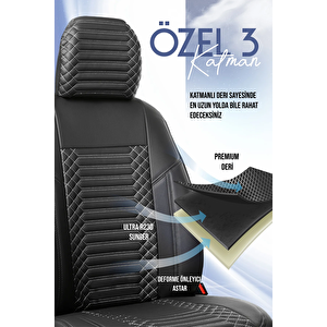 Bmw 2 Seri̇si̇ 216d Lüx Deri Oto Koltuk Kılıfı Ön Arka Takım Set Exclusive Si̇yah Beyaz