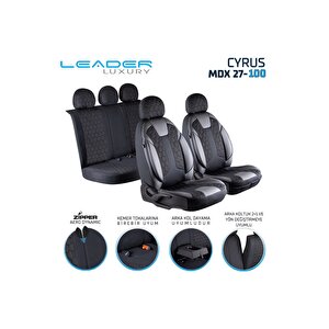 Jeep Grand Cheroke Yeni Lüx Deri Detaylı Oto Koltuk Kılıfı Ön Arka Takım Cyrus Si̇yah Siyah