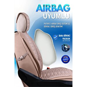 Citroen C1 Lüx Deri Oto Koltuk Kılıfı Ön Arka Takım Set Royal Serisi Bej