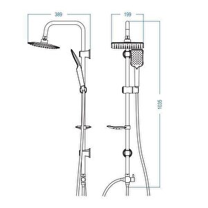 Artema Flow Square Krom Banyo Bataryası + Lavabo Bataryası Duxxa Trend Tepe Duş Seti