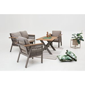 Capella Modern Bahçe Balkon Oturma Grubu (2+1+1+Masa) - Cappucino