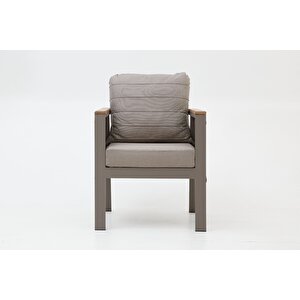 Capella Modern Bahçe Balkon Oturma Grubu (2+1+1+Masa) - Cappucino