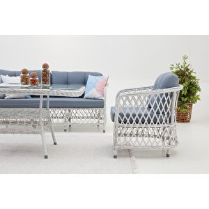 Palm Alüminyum Rattan  Oturma Grubu( 3+1+1+masa+ 2 Puf)