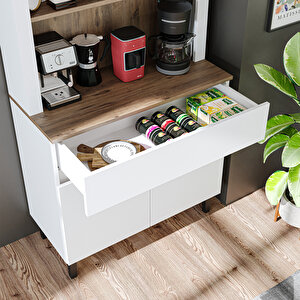 Roomart Venedik Kahve Köşesi, Çok Amaçlı Dolap, 2 Kapaklı 1 Çekmeceli Kiler Dolabı, Mutfak Dolabı