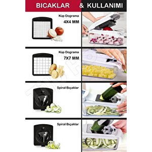 Vegetable Chopper Pro Rende Sebze Soğan Küp Doğrayıcı Dilimleyici Spiral Kesici Dicer Hazneli Patates Sebze Küp Rendeleyici Salata Peynir Soğan Doğrayıcı Dicer Mandolin Dilimleyici