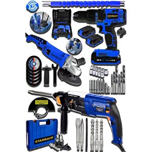 Alman 3 Lü Set 298 V Şarjlı Matkap 9200 W Kırıcı Delici Hilti 7200 W Taşlama Sprel Makinesi
