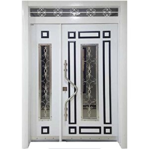 Beyaz Kabartmalı Bina Giriş Kapıları