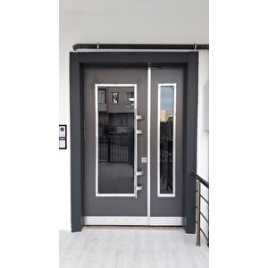 Geniş Camlı Apartman Giriş Kapısı Modelleri