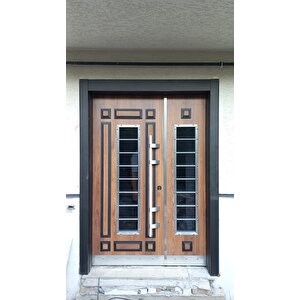 Ahşap Desenli Kabartmalı Apartman Giriş Kapısı