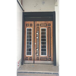 Ahşap Desenli Kabartmalı Apartman Giriş Kapısı