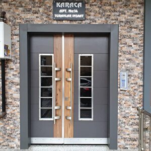 Antrasit Ahşap Desenli Apartman Giriş Kapıları