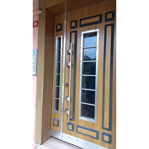 Tezdoor Ahşap Desenli Çift Kanat Bina Giriş Kapıları
