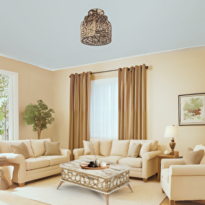 Zeren Akıllı Sehpa Efes Desenli Lazer Kesim Açılır Kapanır Fonksiyonlu Sehpa 90x60 Cm