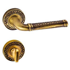 Doğanlar Topkapı Lüx Prinç Rozetli Kapı Kolu Olifka Antik Sarı Wc
