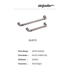 5 Adet Doğanlar Gusto 192 Mm Mobilya Kulp Antik Gümüş