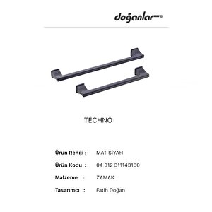 5 Adet Doğanlar Techno 224 Mm Mobilya Kulp Mat Siyah