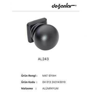 5 Adet Doğanlar Al-243 Mobilya Kulp Tek Vidalı Düğme Mat Siyah