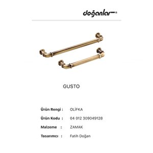5 Adet Doğanlar Gusto 192 Mm Mobilya Kulp Olifka Antik Sarı