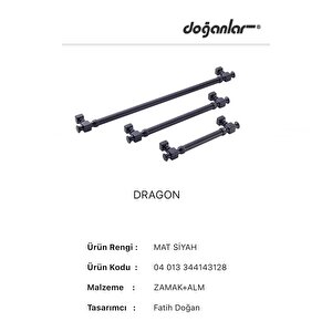5 Adet Doğanlar Dragon 128 Mm Mobilya Kulp Mat Siyah