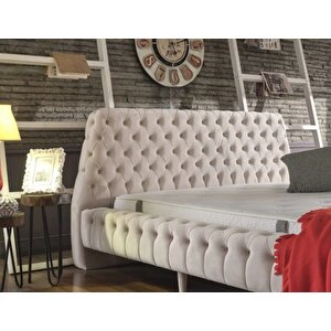 Çift Kişilik Baza Başlık Chester Krem 140x200