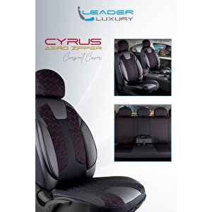 Chevrolet Cruze Hb Lüx Deri Detaylı Oto Koltuk Kılıfı Ön Arka Takım Cyrus Si̇yah Kirmizi