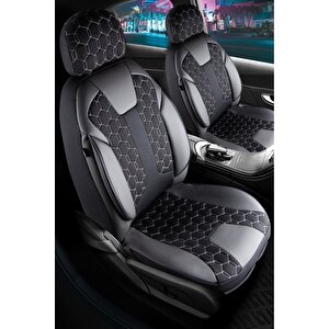 Peugeot 2008 Lüx Deri Detaylı Oto Koltuk Kılıfı Ön Arka Takım Cyrus Si̇yah Beyaz