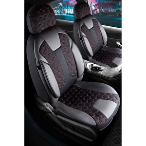 Dacia Sandero Stepway Lüx Deri Detaylı Oto Koltuk Kılıfı Ön Arka Takım Cyrus Si̇yah Kirmizi