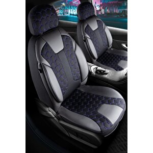 Volvo Xc60 Yeni Lüx Deri Detaylı Oto Koltuk Kılıfı Ön Arka Takım Cyrus Si̇yah Mavi̇