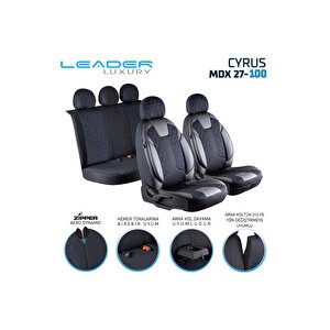 Chevrolet Trax Lüx Deri Detaylı Oto Koltuk Kılıfı Ön Arka Takım Cyrus Si̇yah Mavi̇