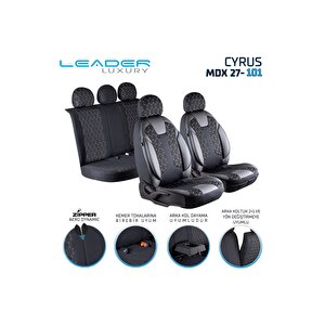 Ford Focus 3 Lüx Deri Detaylı Oto Koltuk Kılıfı Ön Arka Takım Cyrus Si̇yah Beyaz