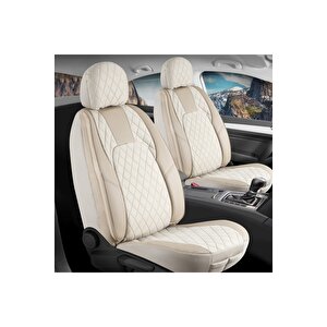 Kia X Ceed Lüx Yarı Deri Oto Koltuk Kılıfı Ön Arka Takım Chester Bej