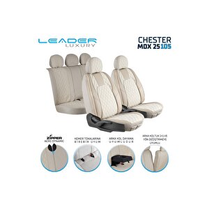 Kia X Ceed Lüx Yarı Deri Oto Koltuk Kılıfı Ön Arka Takım Chester Bej