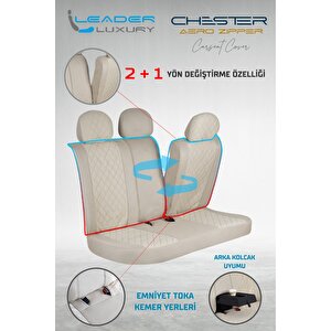 Nissan Qashqai Lüx Yarı Deri Oto Koltuk Kılıfı Ön Arka Takım Chester Bej