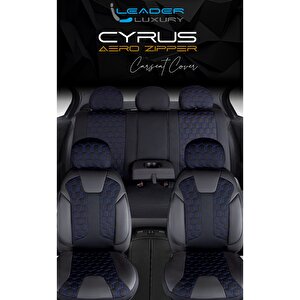 Opel Mokka Lüx Deri Detaylı Oto Koltuk Kılıfı Ön Arka Takım Cyrus Si̇yah Mavi̇
