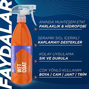 Gyeon Q²m Wet Coat Nano Boya Koruma Ve Seramik Sprey Hızlı Cila - 1000 Ml -su İtici Parlak Islak Cila