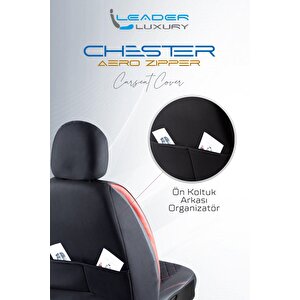 Ki̇a Cerato Eski Lüx Yarı Deri Oto Koltuk Kılıfı Ön Arka Takım Chester Si̇yah Kirmizi