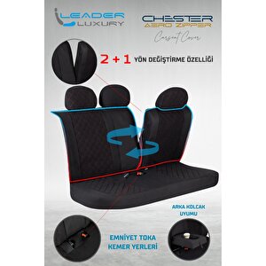 Ki̇a Cerato Eski Lüx Yarı Deri Oto Koltuk Kılıfı Ön Arka Takım Chester Si̇yah Kirmizi