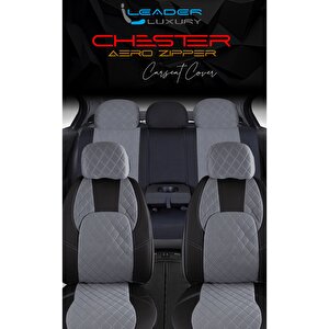 Chevrolet Kalos Lüx Yarı Deri Oto Koltuk Kılıfı Ön Arka Takım Chester Füme