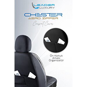 Tata Xenon Lüx Yarı Deri Oto Koltuk Kılıfı Ön Arka Takım Chester Si̇yah Beyaz