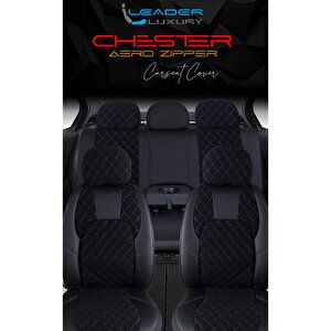 Ford Mondeo Yeni Lüx Yarı Deri Oto Koltuk Kılıfı Ön Arka Takım Chester Si̇yah Beyaz