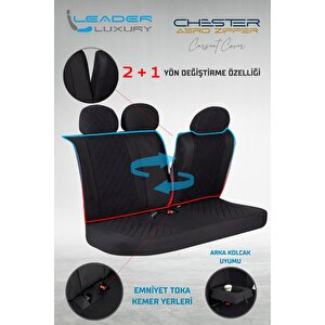 Nissan Altima Lüx Yarı Deri Oto Koltuk Kılıfı Ön Arka Takım Chester Si̇yah Mavi̇